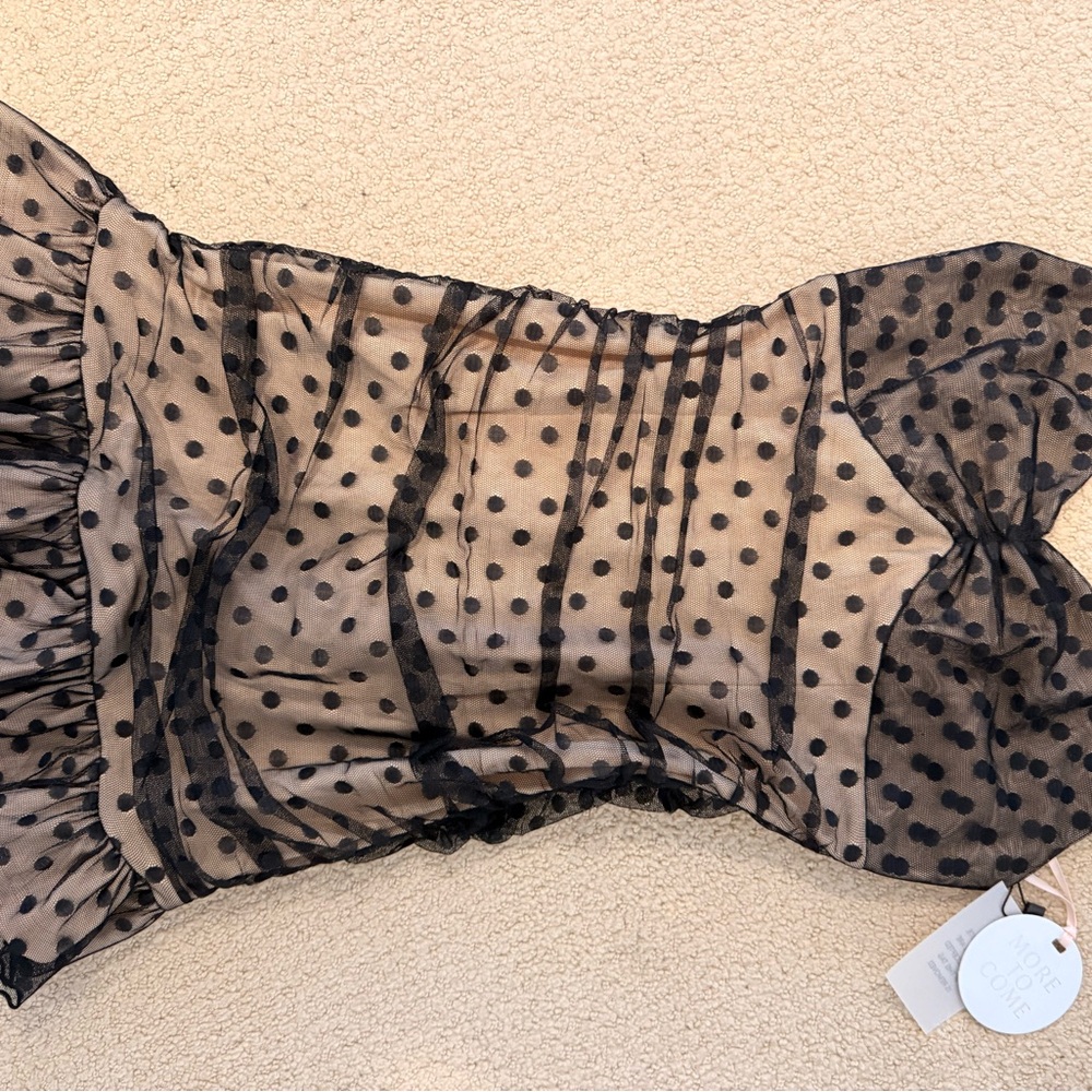 Chic Black Polka Dot Mini Dress - Picture 2 of 3
